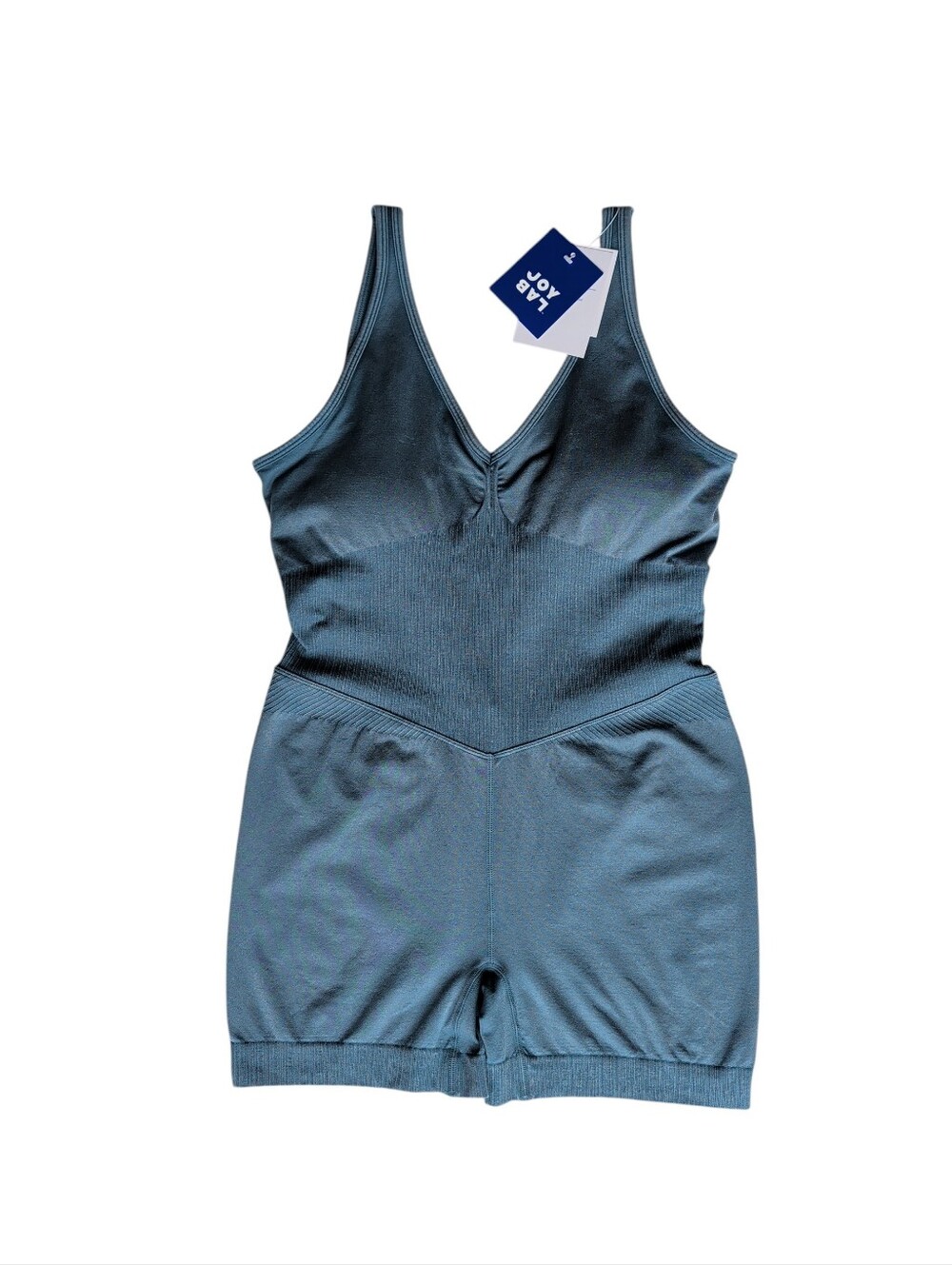 NWT Joy Lab Seamless Short Active Bodysuit Romper LARGE Blue Fin